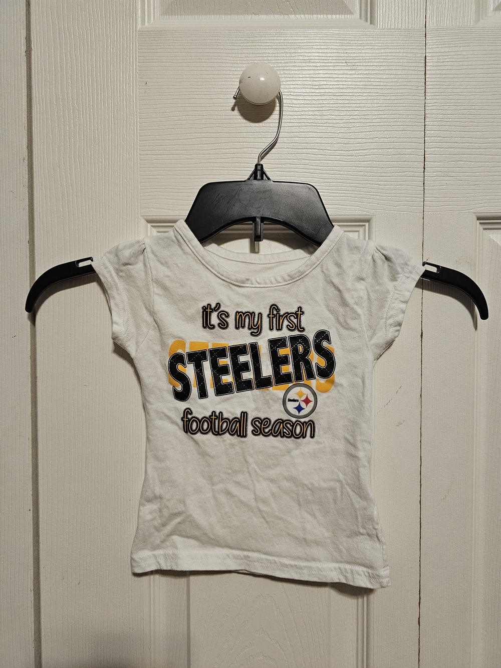 NFL White Kids Steelers 'It's My First' Graphic Tee Size 2T